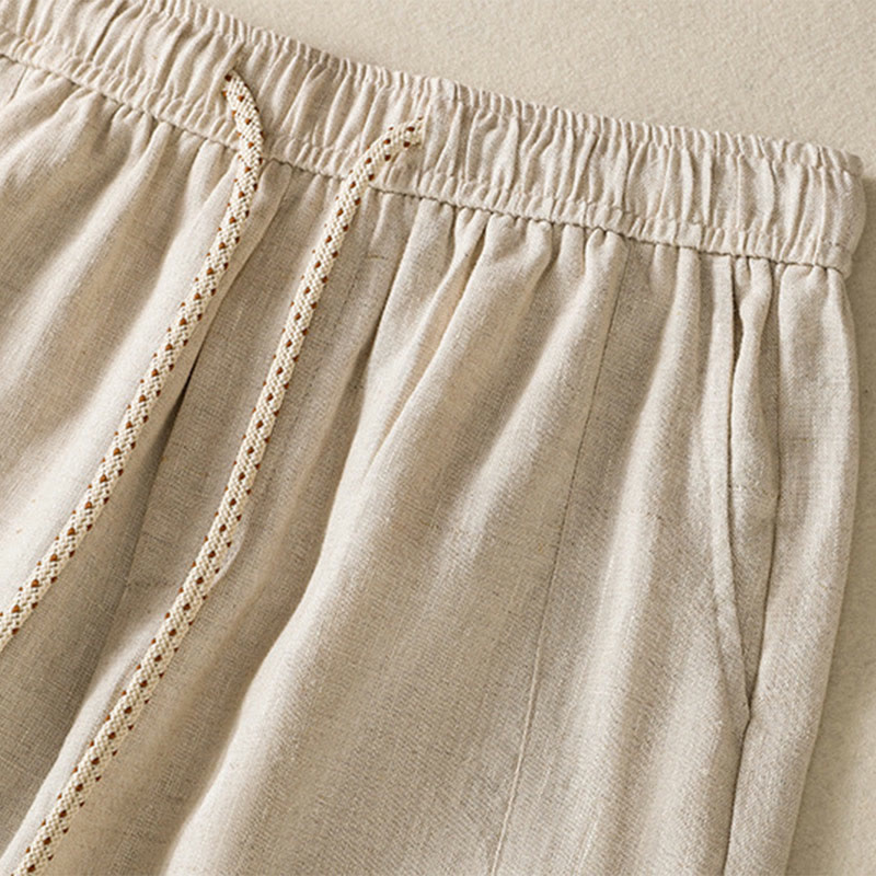Pantalones anchos de algodón para mujer con cordón y cuentas bordadas con Buddha Stones y bolsillos - image 16