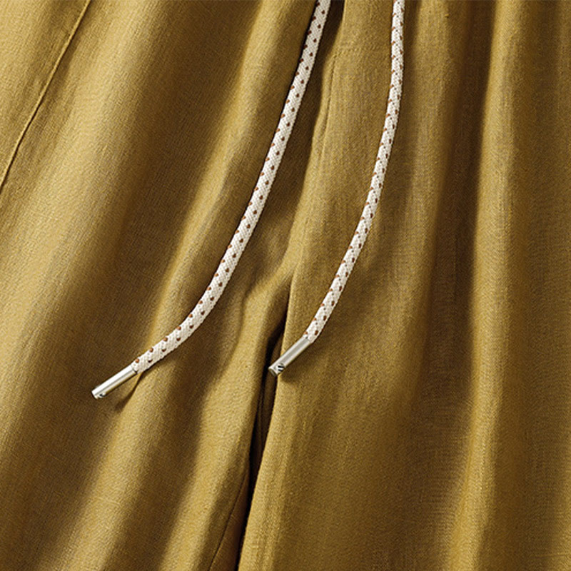 Pantalones anchos de algodón para mujer con cordón y cuentas bordadas con Buddha Stones y bolsillos - image 9