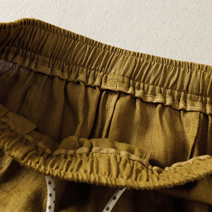 Pantalones anchos de algodón para mujer con cordón y cuentas bordadas con Buddha Stones y bolsillos - image 11