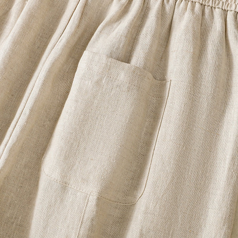 Pantalones anchos de algodón para mujer con cordón y cuentas bordadas con Buddha Stones y bolsillos - image 19