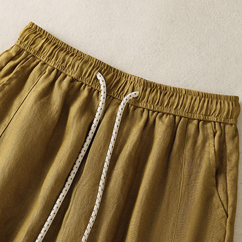 Pantalones anchos de algodón para mujer con cordón y cuentas bordadas con Buddha Stones y bolsillos - image 10