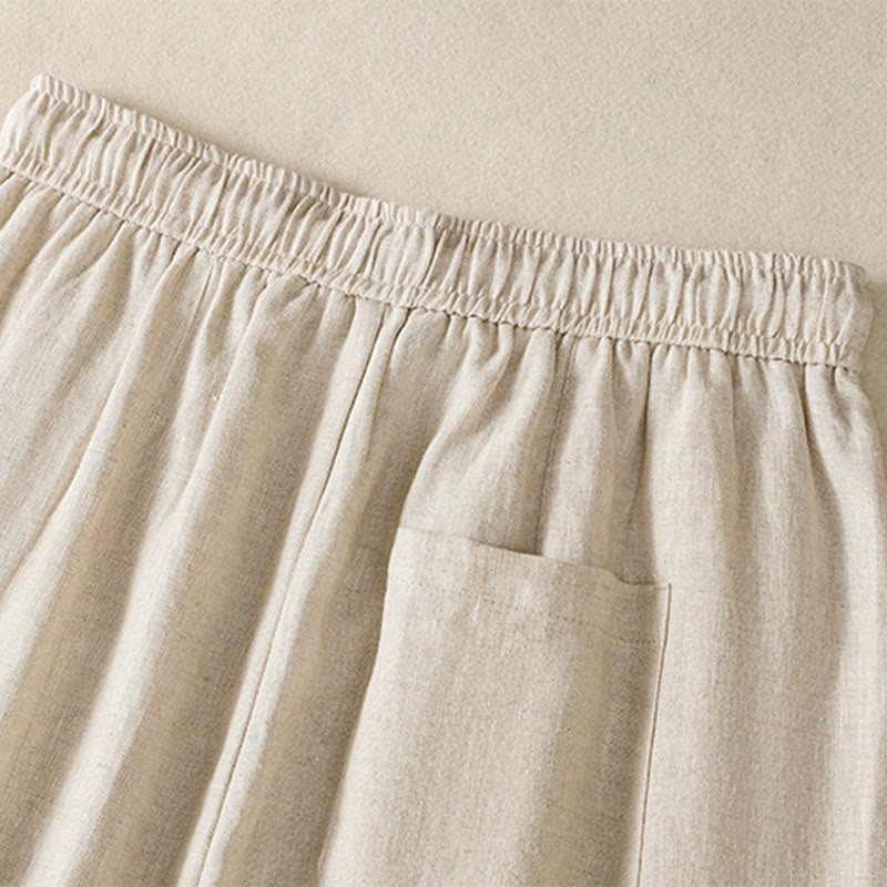 Pantalones anchos de algodón para mujer con cordón y cuentas bordadas con Buddha Stones y bolsillos - image 17