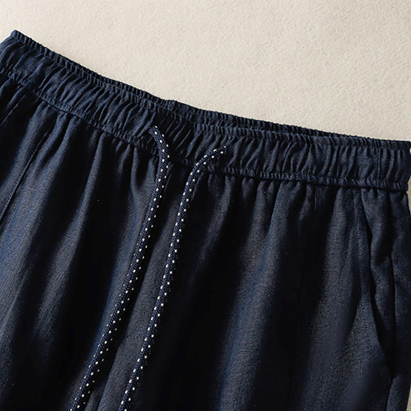 Pantalones anchos de algodón para mujer con cordón y cuentas bordadas con Buddha Stones y bolsillos - image 3