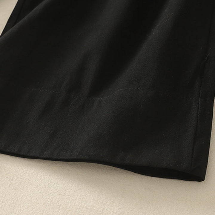 Pantalones de algodón de pierna ancha con bolsillos y cinturón de encaje de color liso para mujer de Buddha Stones Daily - image 22