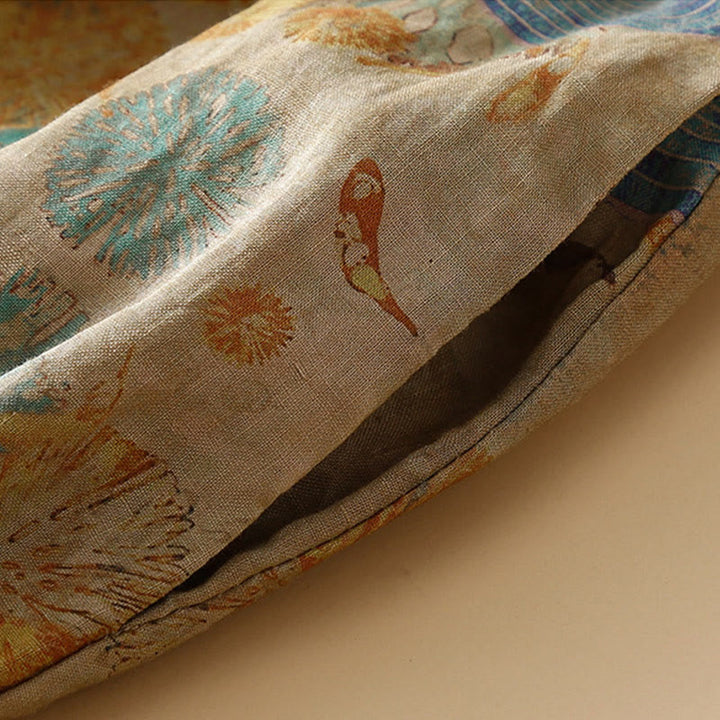 Pantalones harén para mujer con diseño retro informal de botones de rana chinos y bolsillos, con Buddha Stones - image 10