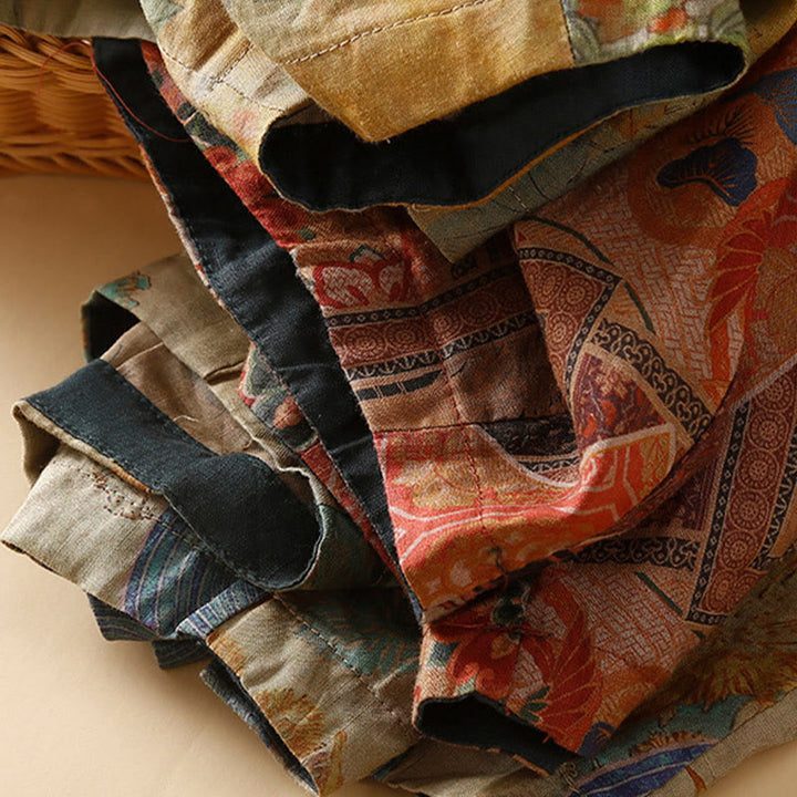 Pantalones harén para mujer con diseño retro informal de botones de rana chinos y bolsillos, con Buddha Stones - image 22