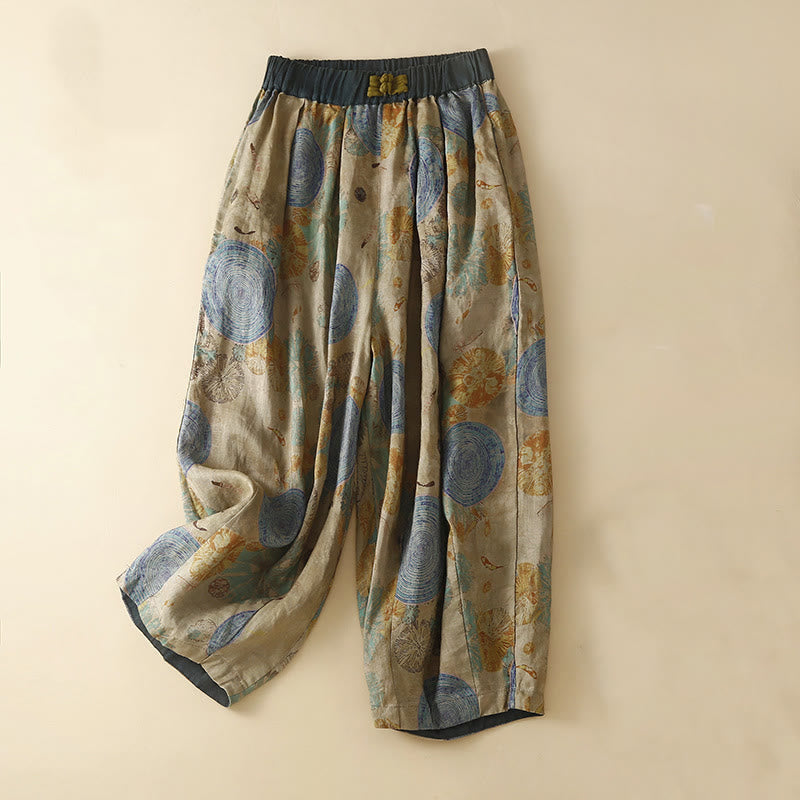 Pantalones harén para mujer con diseño retro informal de botones de rana chinos y bolsillos, con Buddha Stones - Azul acero - US8-10，UK/AU12-14，EU40-42 (2XL) - image 6