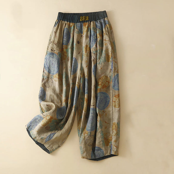 Pantalones harén para mujer con diseño retro informal de botones de rana chinos y bolsillos, con Buddha Stones - Azul acero - US8-10，UK/AU12-14，EU40-42 (2XL) - image 6