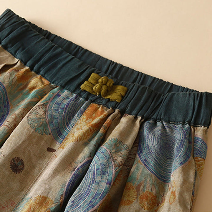 Pantalones harén para mujer con diseño retro informal de botones de rana chinos y bolsillos, con Buddha Stones - image 9