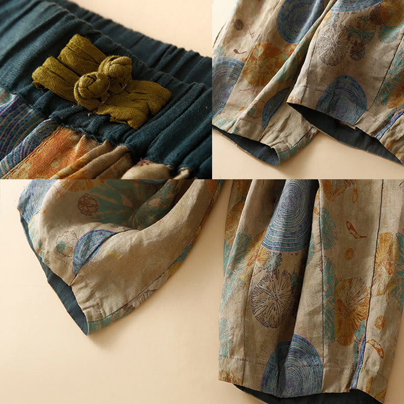 Pantalones harén para mujer con diseño retro informal de botones de rana chinos y bolsillos, con Buddha Stones - image 13