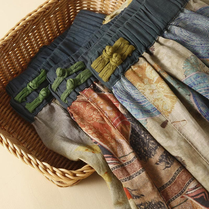 Pantalones harén para mujer con diseño retro informal de botones de rana chinos y bolsillos, con Buddha Stones - image 21