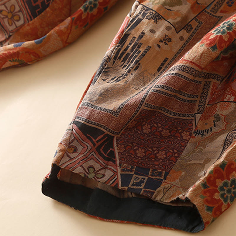 Pantalones harén para mujer con diseño retro informal de botones de rana chinos y bolsillos, con Buddha Stones - image 19