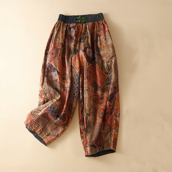 Pantalones harén para mujer con diseño retro informal de botones de rana chinos y bolsillos, con Buddha Stones - Rojo - US8-10，UK/AU12-14，EU40-42 (2XL) - image 15