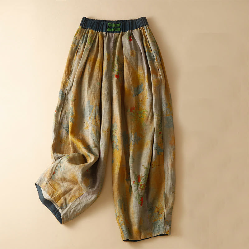 Pantalones harén para mujer con diseño retro informal de botones de rana chinos y bolsillos, con Buddha Stones - Vara de oro - US8-10，UK/AU12-14，EU40-42 (2XL) - image 1