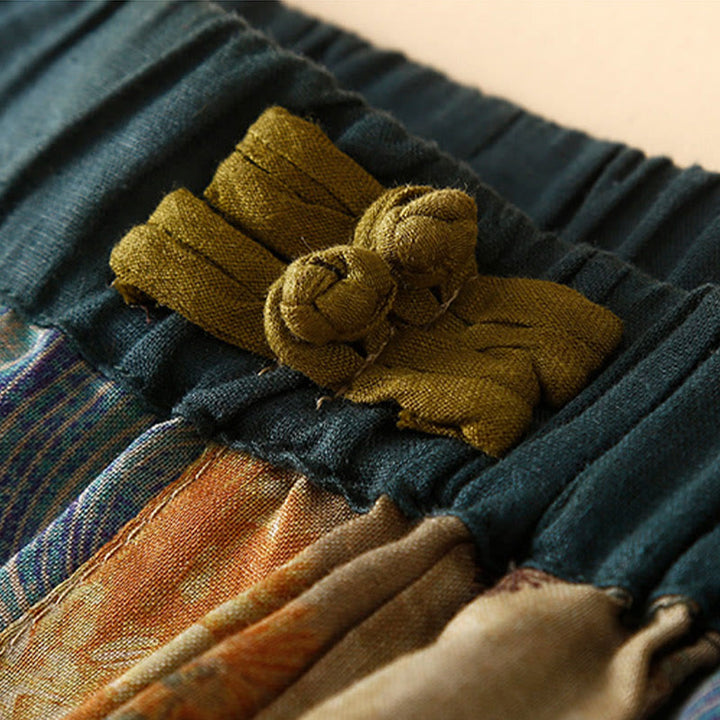 Pantalones harén para mujer con diseño retro informal de botones de rana chinos y bolsillos, con Buddha Stones - image 9