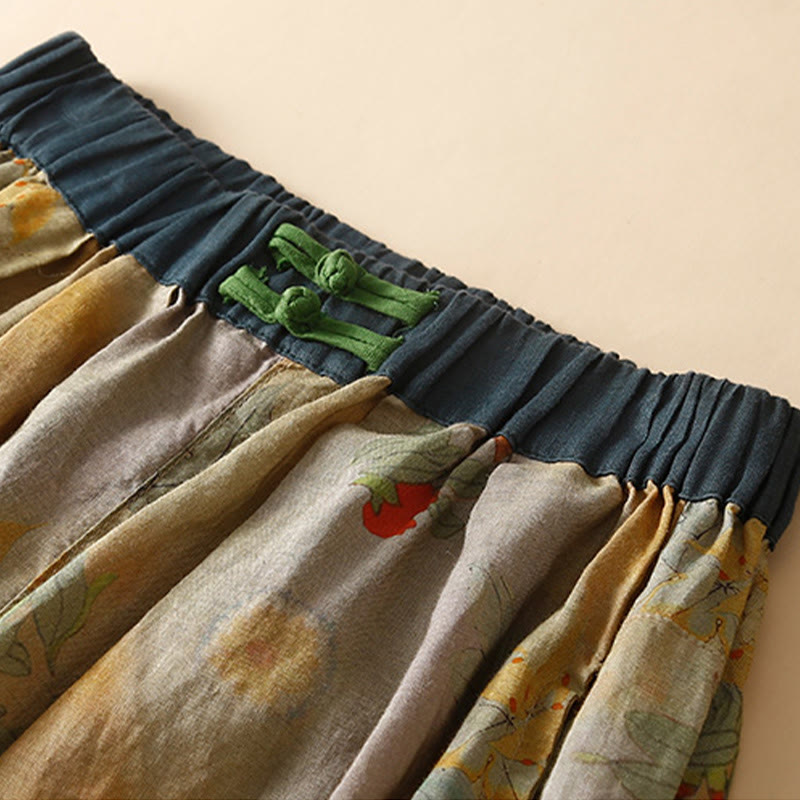 Pantalones harén para mujer con diseño retro informal de botones de rana chinos y bolsillos, con Buddha Stones - image 1