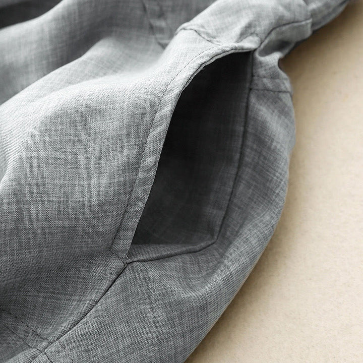 Pantalones anchos de lino y algodón para mujer Buddha Stones Plain LightSteelBlue con bolsillos - image 4