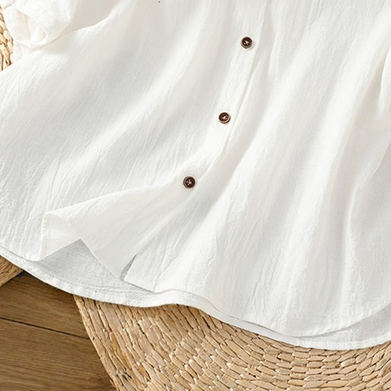 Camisa informal de lino y algodón para mujer, de manga corta, con botones y bolsillo , de Buddha Stones - image 24