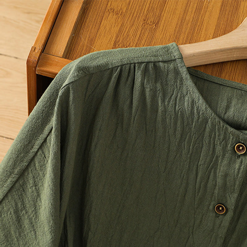 Camisa informal de lino y algodón para mujer, de manga corta, con botones y bolsillo , de Buddha Stones - image 4