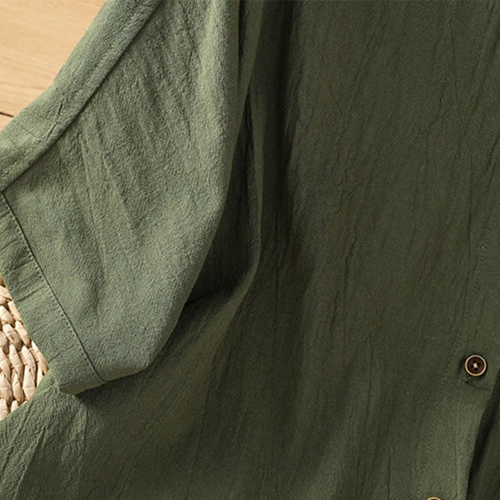 Camisa informal de lino y algodón para mujer, de manga corta, con botones y bolsillo , de Buddha Stones - image 6