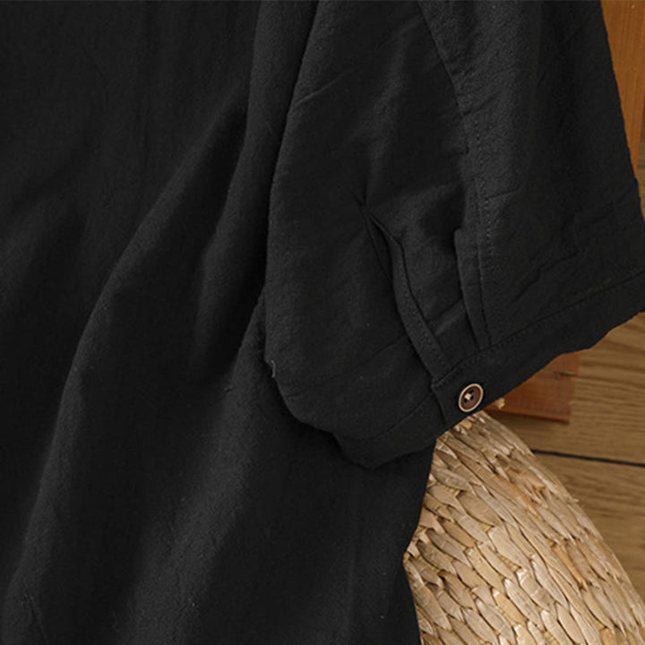 Camisa informal de lino y algodón para mujer, de manga corta, con botones y bolsillo , de Buddha Stones - image 16