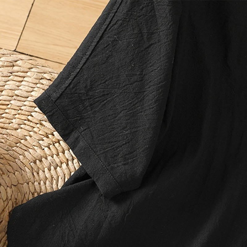 Camisa informal de lino y algodón para mujer, de manga corta, con botones y bolsillo , de Buddha Stones - image 15