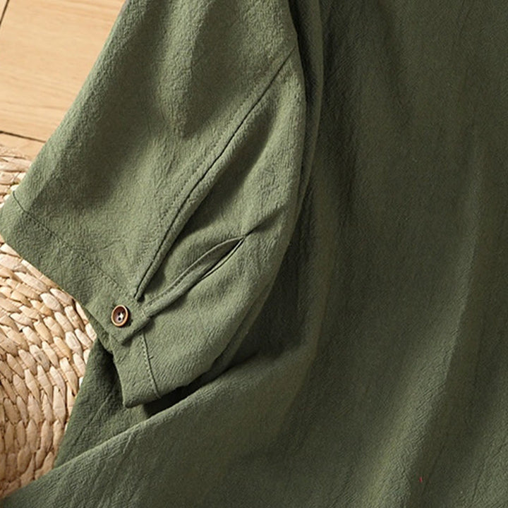 Camisa informal de lino y algodón para mujer, de manga corta, con botones y bolsillo , de Buddha Stones - image 7