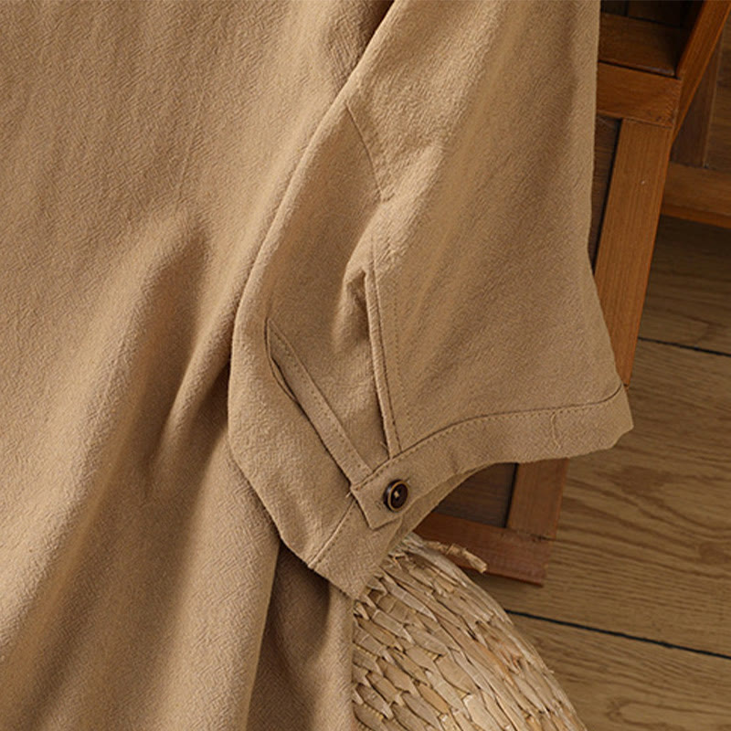 Camisa informal de lino y algodón para mujer, de manga corta, con botones y bolsillo , de Buddha Stones - image 32