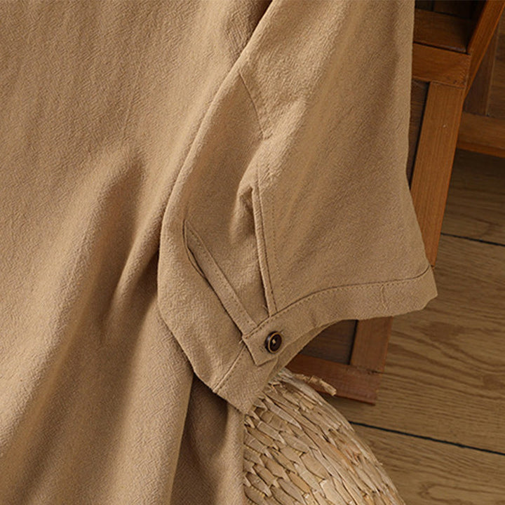 Camisa informal de lino y algodón para mujer, de manga corta, con botones y bolsillo , de Buddha Stones - image 32