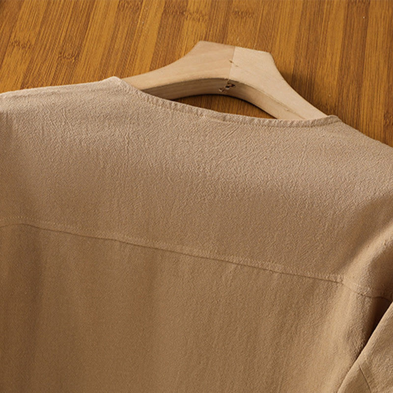 Camisa informal de lino y algodón para mujer, de manga corta, con botones y bolsillo , de Buddha Stones - image 28