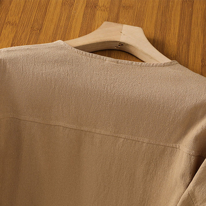 Camisa informal de lino y algodón para mujer, de manga corta, con botones y bolsillo , de Buddha Stones - image 28