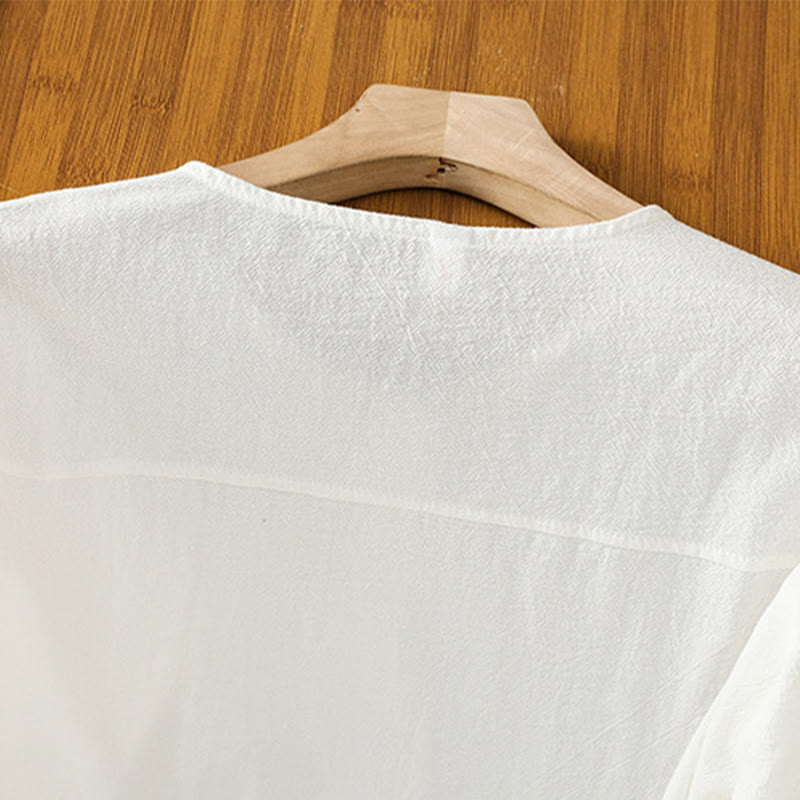 Camisa informal de lino y algodón para mujer, de manga corta, con botones y bolsillo , de Buddha Stones - image 21