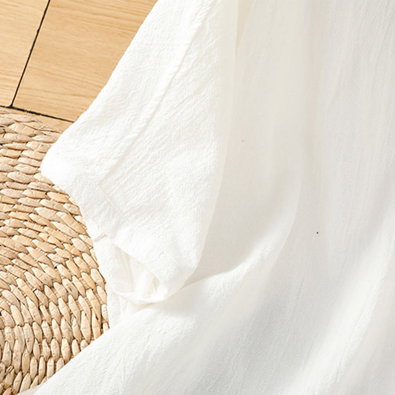 Camisa informal de lino y algodón para mujer, de manga corta, con botones y bolsillo , de Buddha Stones - image 23