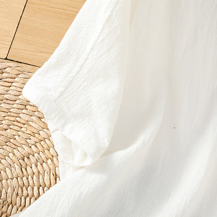 Camisa informal de lino y algodón para mujer, de manga corta, con botones y bolsillo , de Buddha Stones - image 23