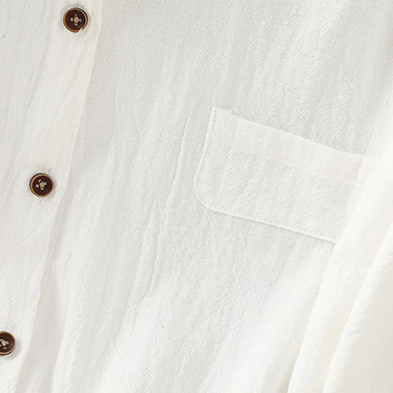 Camisa informal de lino y algodón para mujer, de manga corta, con botones y bolsillo , de Buddha Stones - image 22