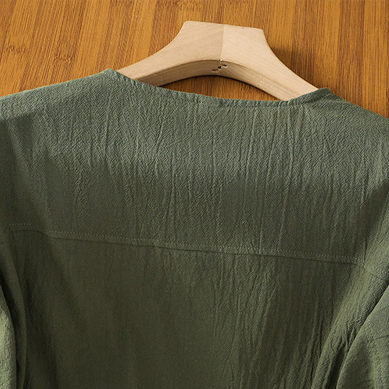 Camisa informal de lino y algodón para mujer, de manga corta, con botones y bolsillo , de Buddha Stones - image 3