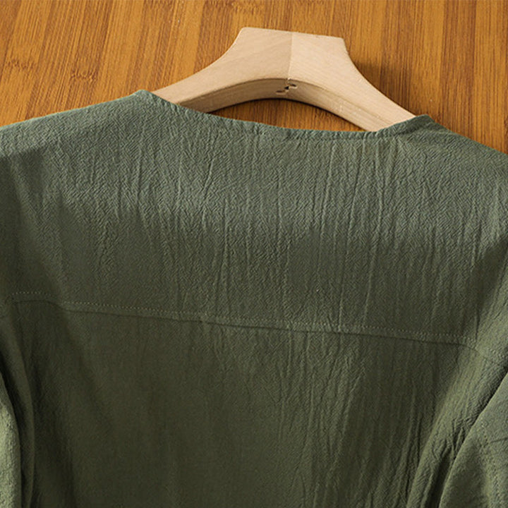 Camisa informal de lino y algodón para mujer, de manga corta, con botones y bolsillo , de Buddha Stones - image 3