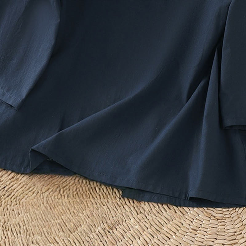 Camiseta de lino y algodón con bordado retro de Buddha Stones , con cordones, manga tres cuartos para mujer - image 21