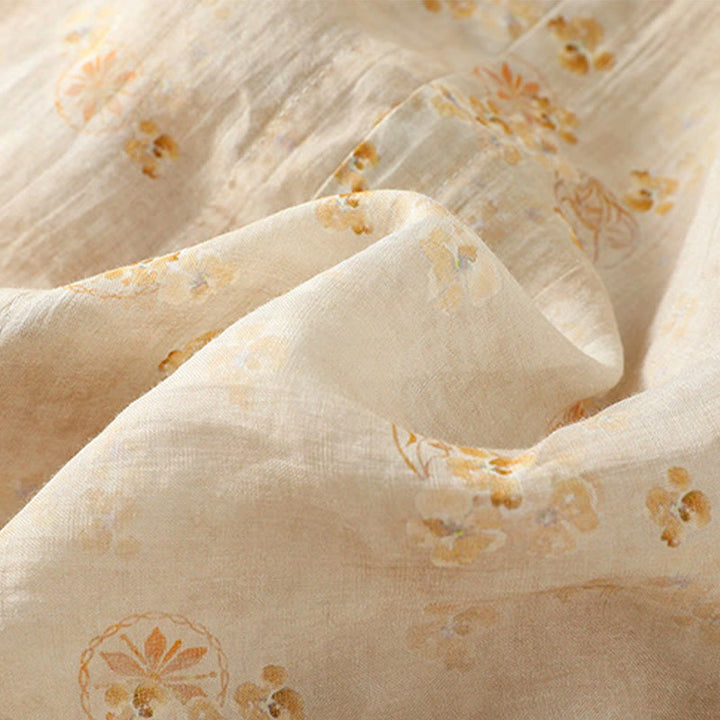 Camisa de algodón para mujer con estampado de Buddha Stones , botones de rana, solapa y media manga - image 14