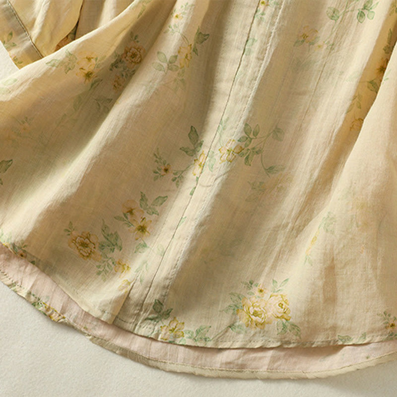 Camisa de algodón para mujer con estampado de Buddha Stones , botones de rana, solapa y media manga - image 21