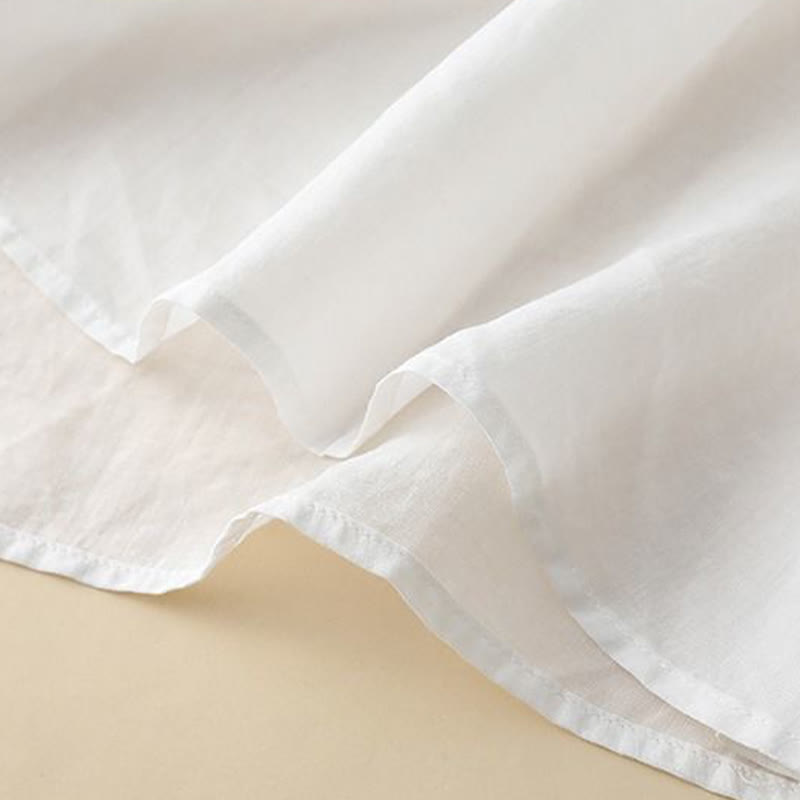 Camiseta de lino y algodón para mujer con mangas tres cuartos de farol y bordado de Buddha Stones Summer - image 9