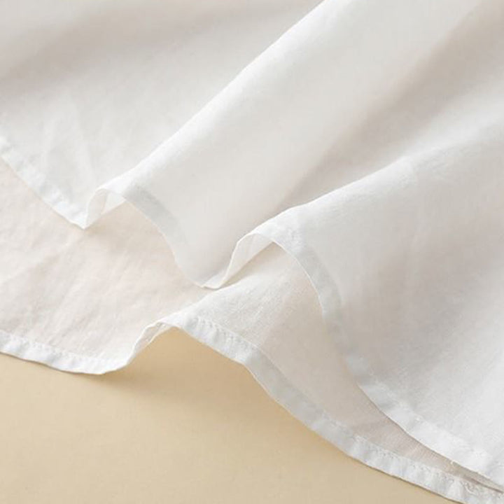 Camiseta de lino y algodón para mujer con mangas tres cuartos de farol y bordado de Buddha Stones Summer - image 9