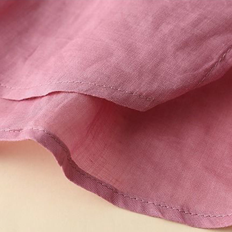 Camiseta de lino y algodón para mujer con mangas tres cuartos de farol y bordado de Buddha Stones Summer - image 14