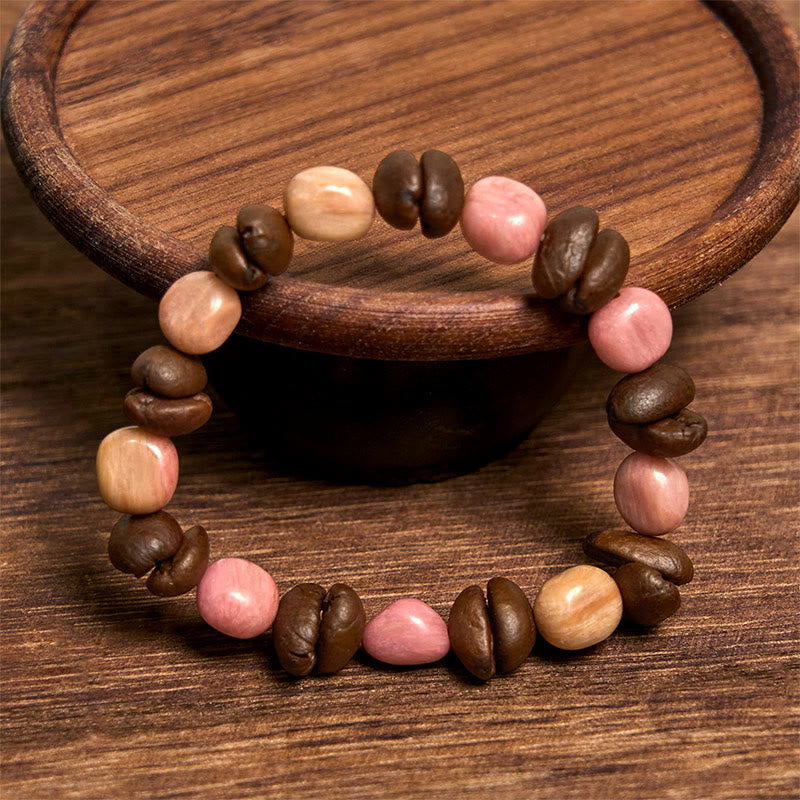 Pulsera de piedras irregulares de granos de café naturales hechos a mano con Buddha Stones - image 2