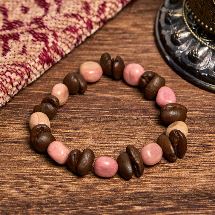 Pulsera de piedras irregulares de granos de café naturales hechos a mano con Buddha Stones - image 3