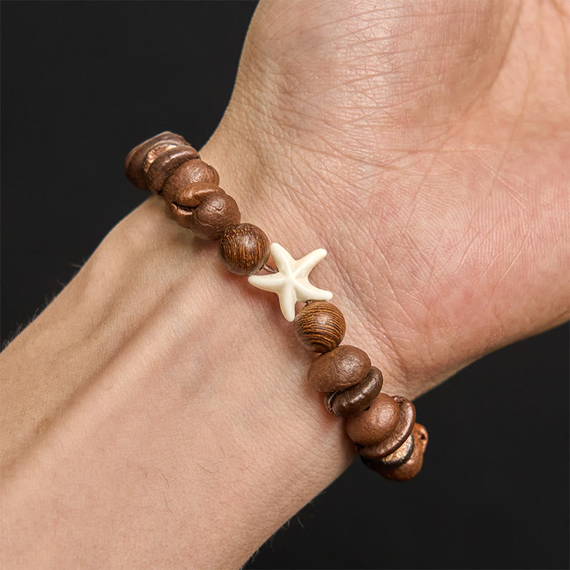 Pulsera de estrellas de mar con cuentas de madera y granos de café naturales hechos a mano con Buddha Stones - image 5