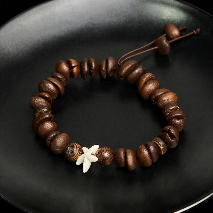 Pulsera de estrellas de mar con cuentas de madera y granos de café naturales hechos a mano con Buddha Stones - image 4