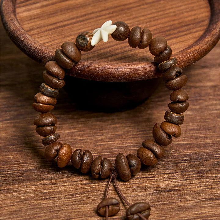 Pulsera de estrellas de mar con cuentas de madera y granos de café naturales hechos a mano con Buddha Stones - image 3