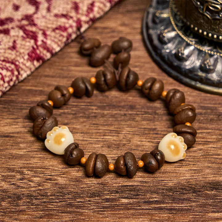 Pulsera de la paz con garra y semillas de bodhi, hecha a mano con granos de café naturales y Buddha Stones - image 15