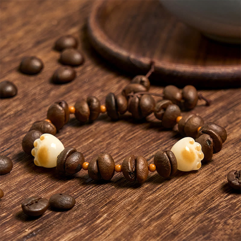 Pulsera de la paz con garra y semillas de bodhi, hecha a mano con granos de café naturales y Buddha Stones - Garra de gato con semilla de Bodhi (circunferencia de muñeca: 14-17 cm) - image 14